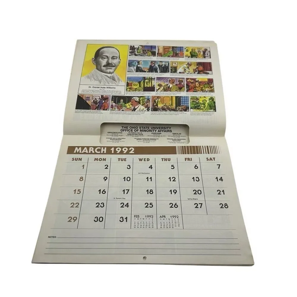 THE AFRO-AMERICAN HISTORICAL CALENDAR - 1992 Advertising Calendar Ohio State